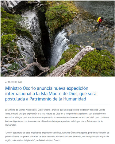 Ministro Osorio anuncia nueva expedición internacional a la Isla Madre de Dios, que será postulada a Patrimonio de la Humanidad